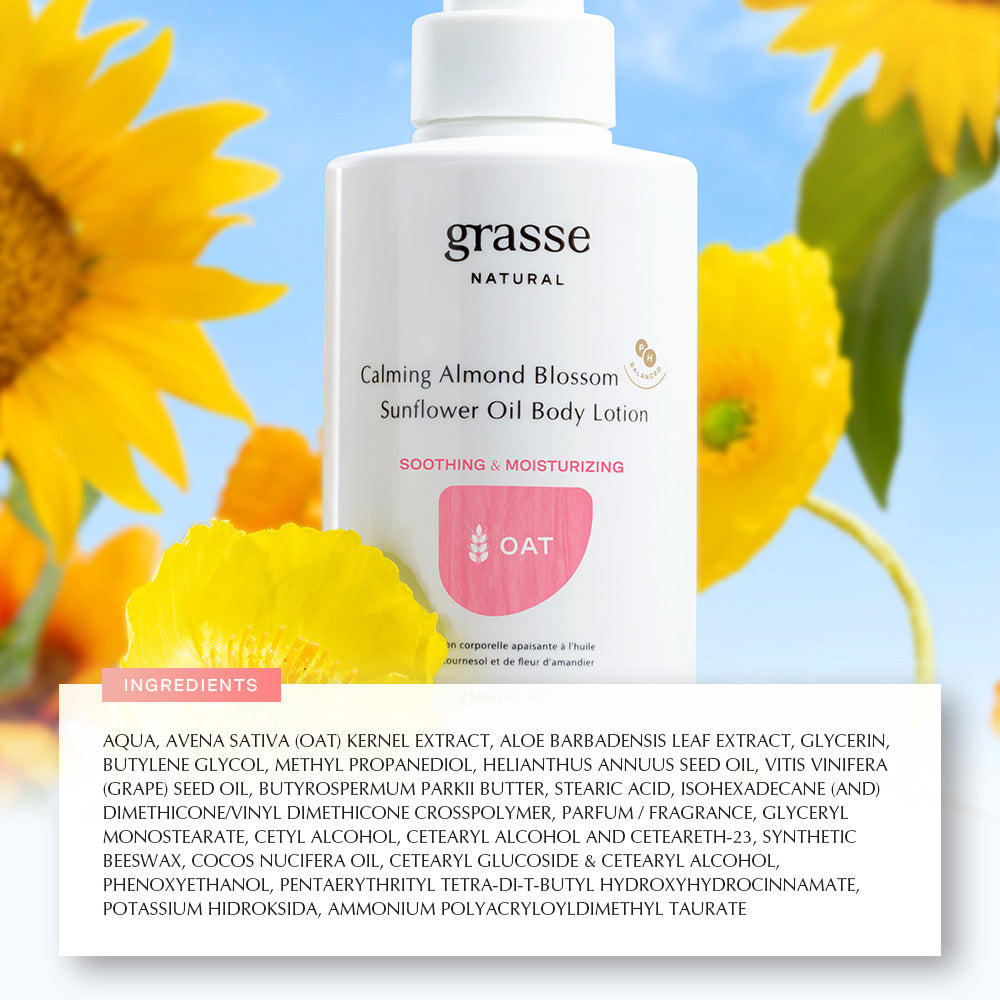 Grasse Natural Calming Almond Blossom Sunflower Oil Body Lotion