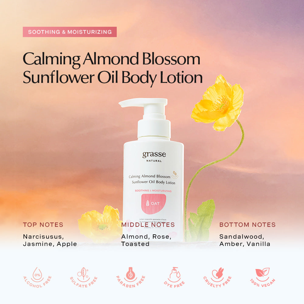 Grasse Natural Calming Almond Blossom Sunflower Oil Body Lotion