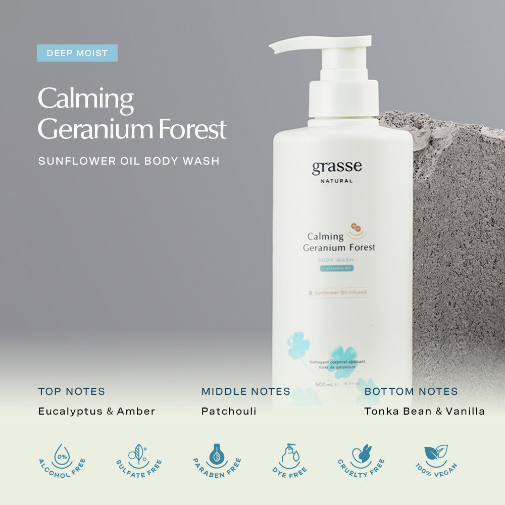 Grasse Natural Calming Geranium Forest - Sunflower Oil Body wash