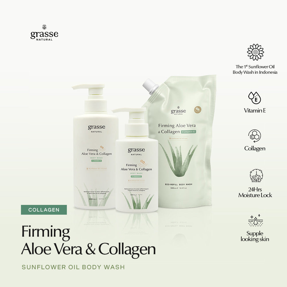 Grasse Natural Firming Aloe Vera and Collagen - Sunflower Oil Body Wash