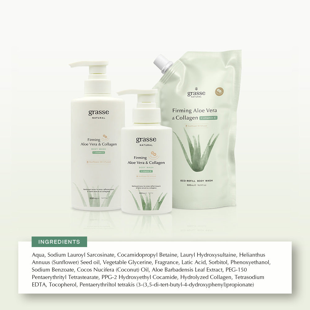 Grasse Natural Firming Aloe Vera and Collagen - Sunflower Oil Body Wash