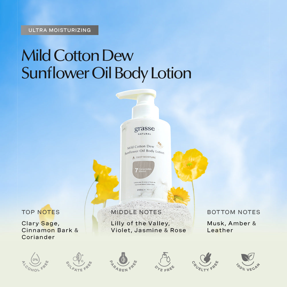 Grasse Natural Mild Cotton Dew Sunflower Oil Body Lotion